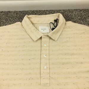 NWT Billy Reid Polo Shirt Donegal Striped Flecked Natural Cream Mens XL $98